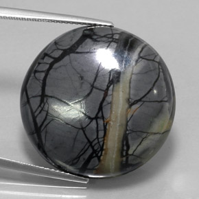 30.49 ct Multicolor Jasper Gemstone, Jasper Gem in Round Cabochon Shape for Sale.