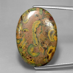 25.79 ct Multicolor Jasper Gemstone, Jasper Gem in Oval Cabochon Shape for Sale.