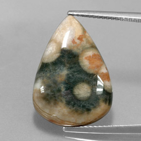 10.08 ct Multicolor Jasper Gemstone, Jasper Gem in Pear Cabochon Shape for Sale.