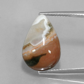 9.07 ct Multicolor Jasper Gemstone, Jasper Gem in Pear Cabochon Shape for Sale.
