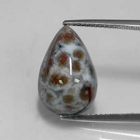 10.49 ct Multicolor Jasper Gemstone, Jasper Gem in Pear Cabochon Shape for Sale.