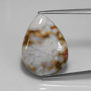 11.87 ct Multicolor Jasper Gemstone, Jasper Gem in Pear Cabochon Shape for Sale.