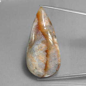 44.77 ct Multicolor Jasper Gemstone, Jasper Gem in Pear Cabochon Shape for Sale.