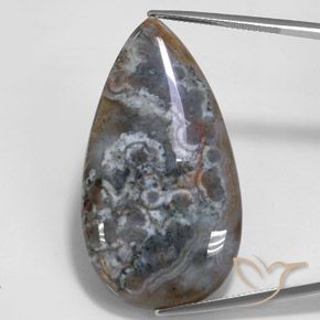 44.98ct Natural Multicolor Jasper, Pear Shape, Opaque, Photo A