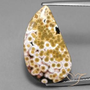11.97 ct Multicolor Jasper Gemstone, Jasper Gem in Half Heart Cabochon Shape for Sale.