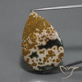 34.46ct Natural Multicolor Jasper, Pear Shape, Opaque