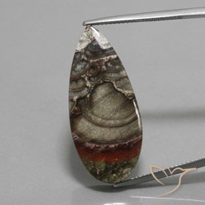 16.94ct Natural Multicolor Jasper, Pear Shape, Opaque