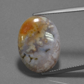 12.16 ct Multicolor Jasper Gemstone, Jasper Gem in Oval Cabochon Shape for Sale.