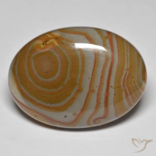 34.64 ct Multicolor Jasper Stone, Natural Jasper in Oval Cabochon Shape for Sale