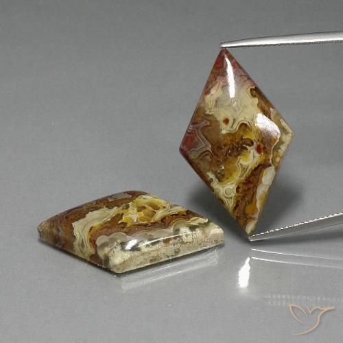 36.45 ctw Multicolor Jasper Gemstones, Jasper Gems in Rhomb Cabochon Shape for Sale.