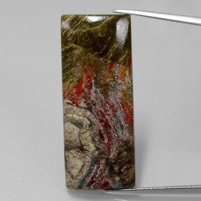 15.59 ct Multicolor Jasper Gemstone, Jasper Gem in Baguette Cabochon Shape for Sale.