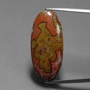 14.86 ct Multicolor Jasper Gemstone, Jasper Gem in Oval Cabochon Shape for Sale.