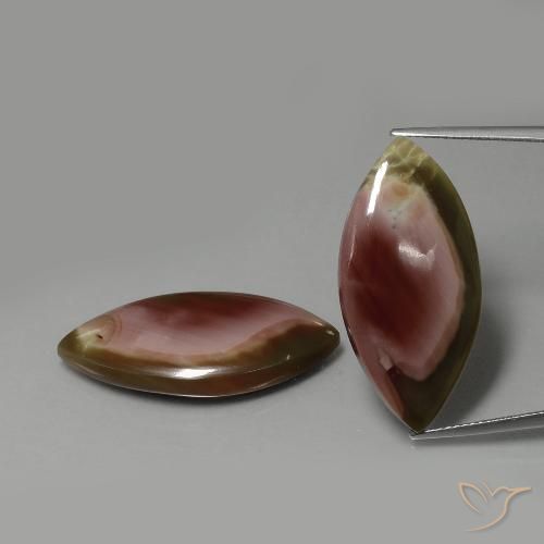 Par de Jaspe Marquesa a juego de 30,9 x 15,1mm - Peso 28,64 ct en total / promedio. 14,32 ct cada uno, color Multicolor en claridad Opaco, piedra preciosa natural No tratado, dureza de Mohs 6.5 - 7 Adecuado para joyas de uso diario, Photo A