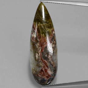 Mehrfarbig Jaspis Edelstein - 12.7ct Birnen Cabochon (ID: 399523)
