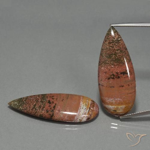 30.50 ctw Multicolor Jasper Gemstones, Jasper Gems in Pear Cabochon Shape for Sale.