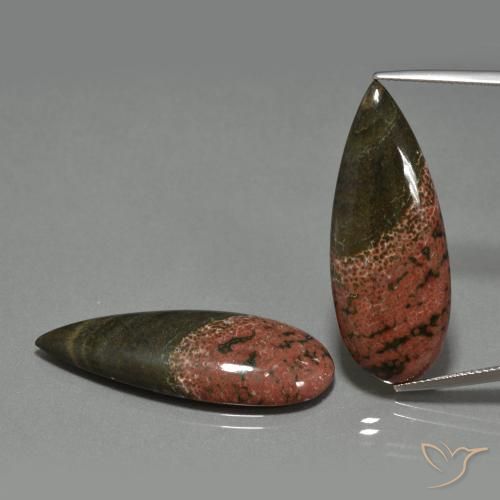 29.35 ct Pear Jasper, 34.8 x 13.7 mm From Indonesia, Photo A