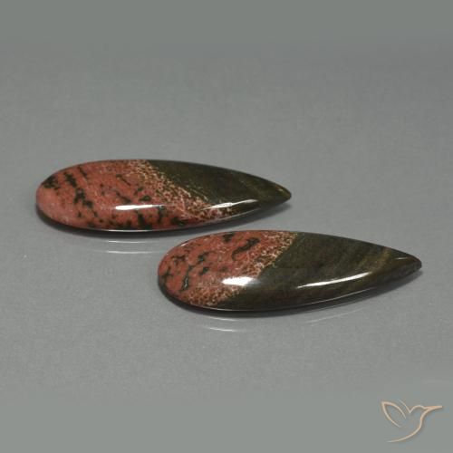 29.35 ctw Multicolor Jasper Stones, Natural Jasper in Pear Cabochon Shape for Sale