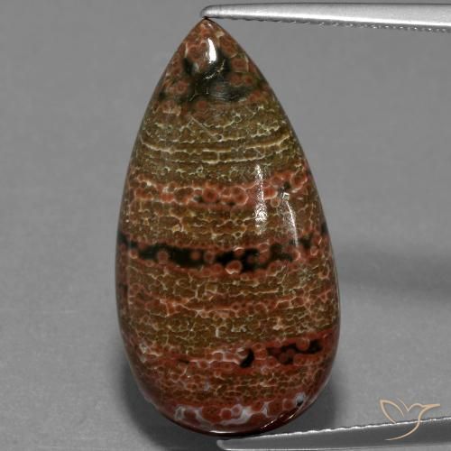 11.78ct Natural Multicolor Jasper, Pear Shape, Opaque