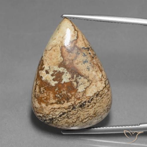 26.55 ct Multicolor Jasper Gemstone, Jasper Gem in Pear Cabochon Shape for Sale.