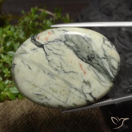 84.82 ct Multicolor Jasper Stone, Natural Jasper in Oval Cabochon Shape for Sale