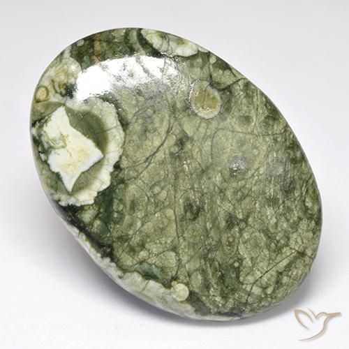 33.87 ct Multicolor Jasper Stone, Natural Jasper in Oval Cabochon Shape for Sale