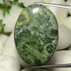 30.39 ct Multicolor Jasper Gemstone, Jasper Gem in Oval Cabochon Shape for Sale.