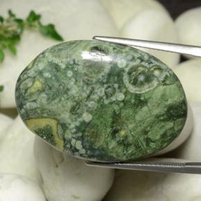 30.39 ct Multicolor Jasper Stone, Natural Jasper in Oval Cabochon Shape for Sale