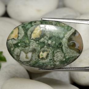 25.06 ct Multicolor Jasper Stone, Natural Jasper in Oval Cabochon Shape for Sale