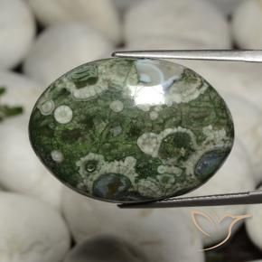 26.41 ct Multicolor Jasper Stone, Natural Jasper in Oval Cabochon Shape for Sale