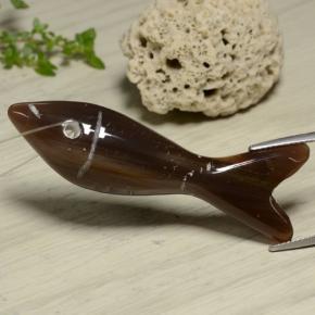32.22 ct Multicolor Jasper Gemstone, Jasper Gem in Carved Fish with Hole Shape for Sale.