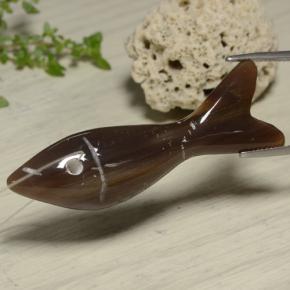 32.22 ct Multicolor Jasper Stone, Natural Jasper in Carved Fish with Hole Shape for Sale