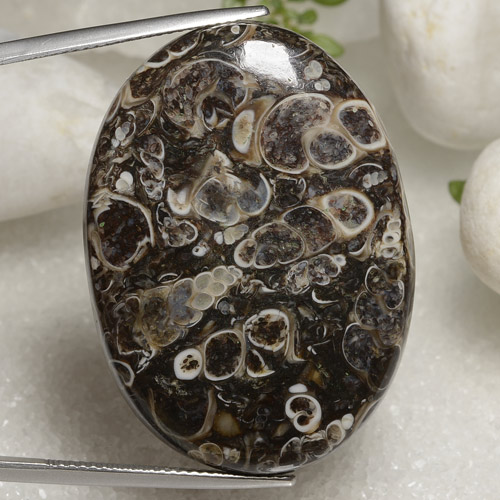 Mehrfarbig Jaspis Edelstein - 44.3ct Oval Cabochon (ID: 472317)