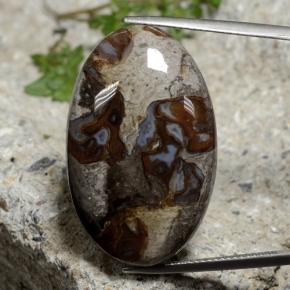 39.19 ct Multicolor Jasper Gemstone, Jasper Gem in Oval Cabochon Shape for Sale.