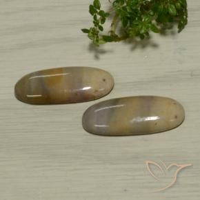 17.37 ctw Multicolor Jasper Stones, Natural Jasper in Oval Cabochon Shape for Sale