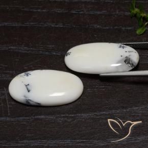 Jasper Gemstones in 24 x 13.3 mm Size for Sale, Jasper Stones in White with Black Color