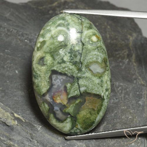 30.57ct Natural Multicolor Jasper, Oval, Opaque, Photo A
