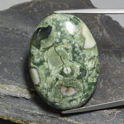 28.77 ct Multicolor Jasper Gemstone, Jasper Gem in Oval Cabochon Shape for Sale.