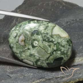 28.77 ct Multicolor Jasper Stone, Natural Jasper in Oval Cabochon Shape for Sale