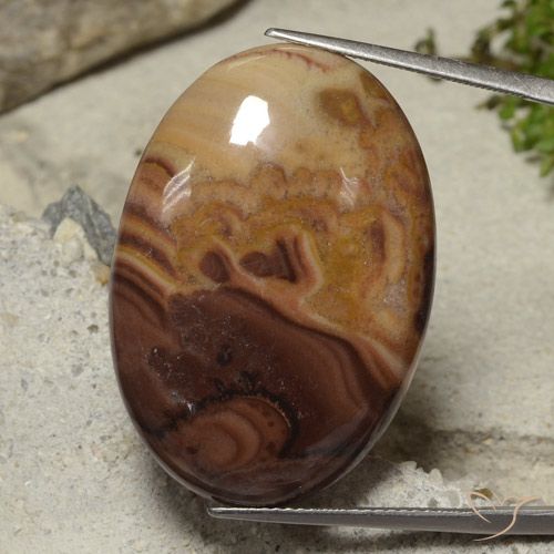 Jaspe Multicolore oval cabochon 33,1 x 23mm d'Indonésie, poids de 33,44 ct, pierre gemme naturelle Non traité de pureté Opaque , 1 pièce de jaspe, couleur : Multicolore, dureté de Mohs de 6.5 à 7 convient aux bijoux de tous les jours, pierre de sagesse, Photo A