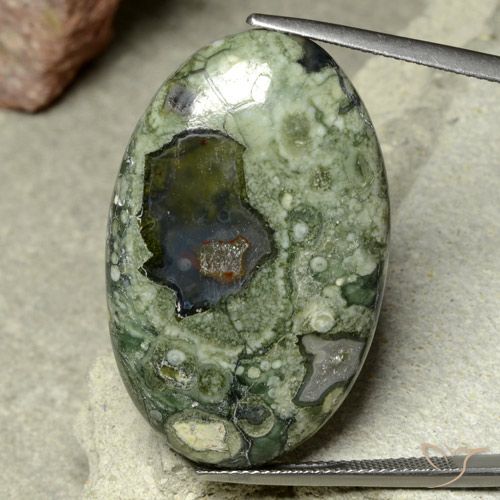 Jaspe Cabujón Óvalo de 31,92 ct de Indonesia, Dimensión 34,5 x 21,6mm, Claridad Opaco, Piedra preciosa natural No tratado, 1 pieza de Jaspe en color Multicolor, Dureza Mohs de 6.5 - 7 Adecuado para joyas de uso diario, Photo A