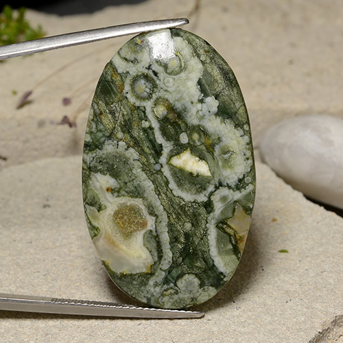 Multicolor Jasper Gem - 28.7ct Oval Cabochon (ID: 482298)