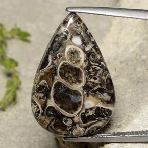 13.84 ct Multicolor Jasper Gemstone, Jasper Gem in Pear Cabochon Shape for Sale.