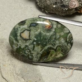24.10 ct Multicolor Jasper Stone, Natural Jasper in Oval Cabochon Shape for Sale