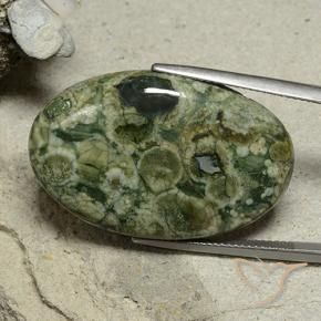 29.11 ct Multicolor Jasper Stone, Natural Jasper in Oval Cabochon Shape for Sale