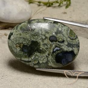 30.02 ct Multicolor Jasper Stone, Natural Jasper in Oval Cabochon Shape for Sale