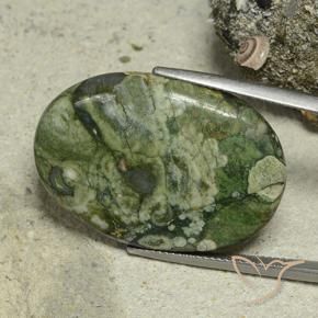 30.68 ct Multicolor Jasper Stone, Natural Jasper in Oval Cabochon Shape for Sale