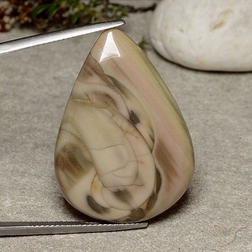 32.33ct Natural Multicolor Jasper, Pear Shape, Opaque