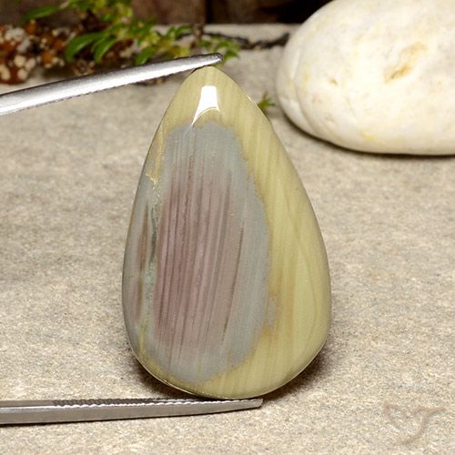 29.73ct Natural Multicolor Jasper, Pear Shape, Opaque