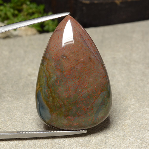 Multicolor Jasper Gem - 34.6ct Pear Cabochon (ID: 486844)