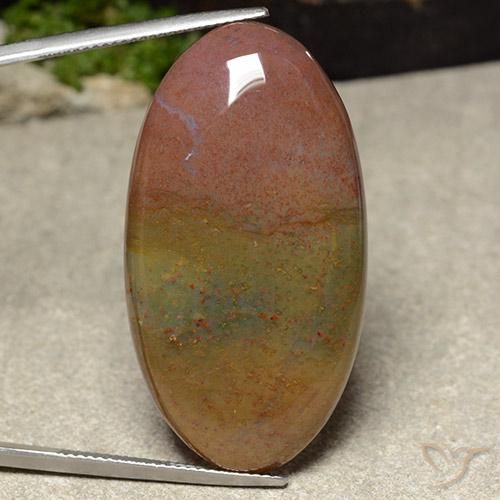 46.10 ct Multicolor Jasper Gemstone, Jasper Gem in Oval Cabochon Shape for Sale.